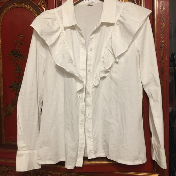 Olivia Culpo + LE TOTE Ruffle Button Up Blouse - Picture 3 of 6